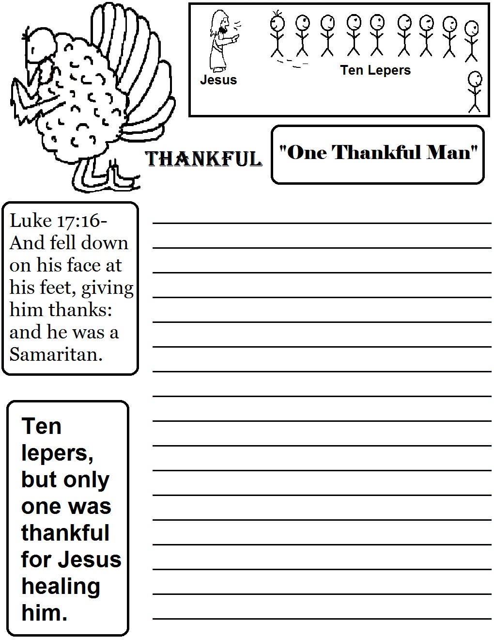 Thanksgiving "One Thankful Leper" Sunday School Lesson